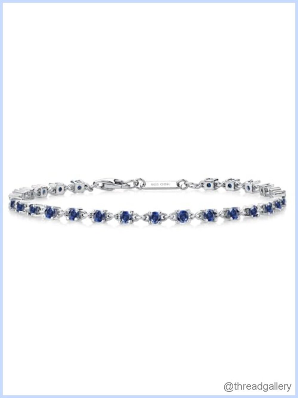 1.76 Cttw Blue Created Sapphire Tennis Bracelet 925 Sterling Silver 7 Inch